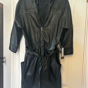 Black Leather Women's Dress American Hustle Style
